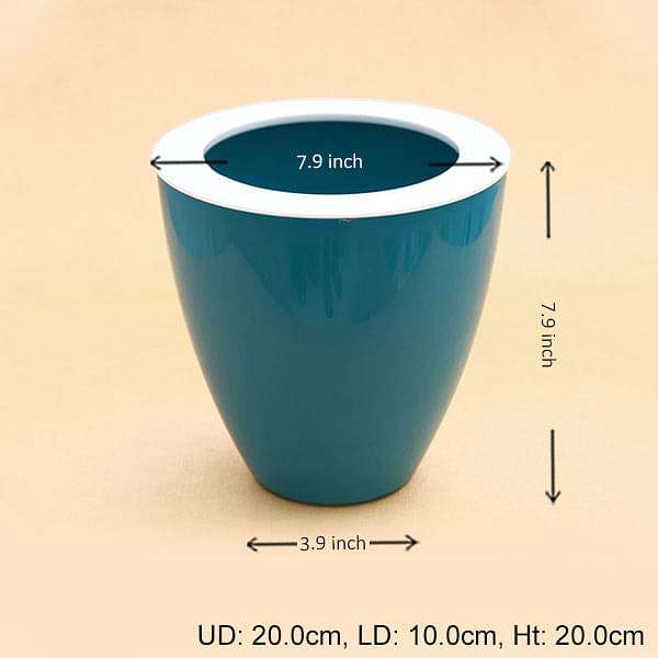 8 inch (20 cm) Convex Round Plastic Planter (Sea Green) - Image 2
