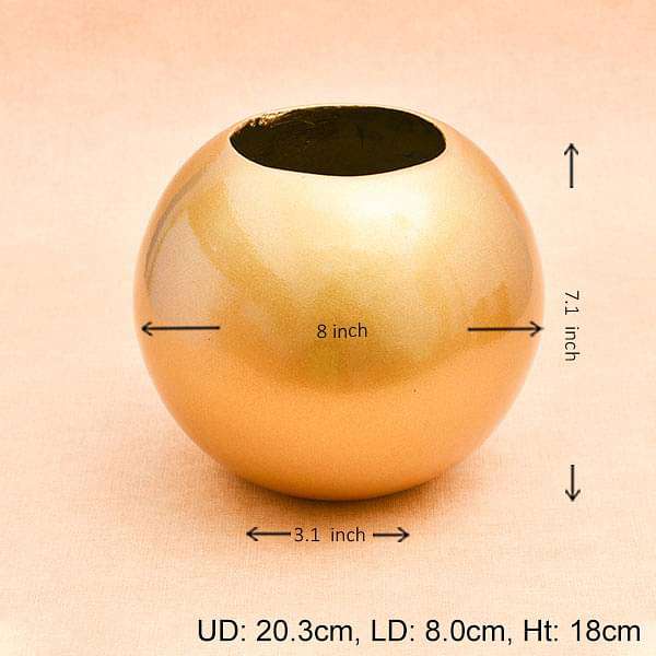 8 inch (20 cm) SML-002 Round Fiberglass Planter (Golden Color) - Image 3