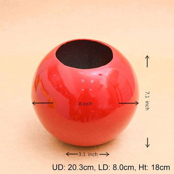 8 inch (20 cm) SML-002 Round Fiberglass Planter (Red) - Image 3