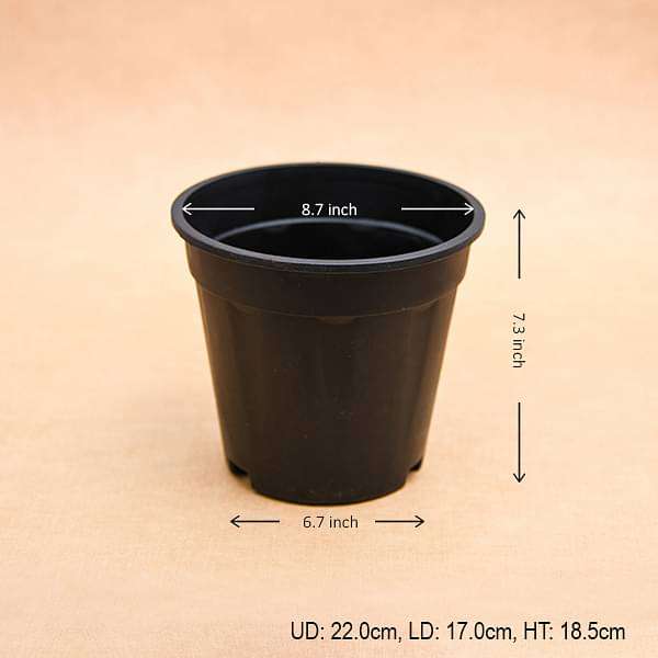 9 inch (23 cm) Grower Round Plastic Pot (Black) (set of 6) - Image 3