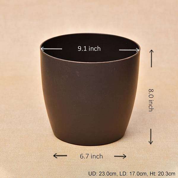 9.1 inch (23 cm) Ronda No. 2320 Round Plastic Planter (Coffee Color) (set of 3) - Image 3