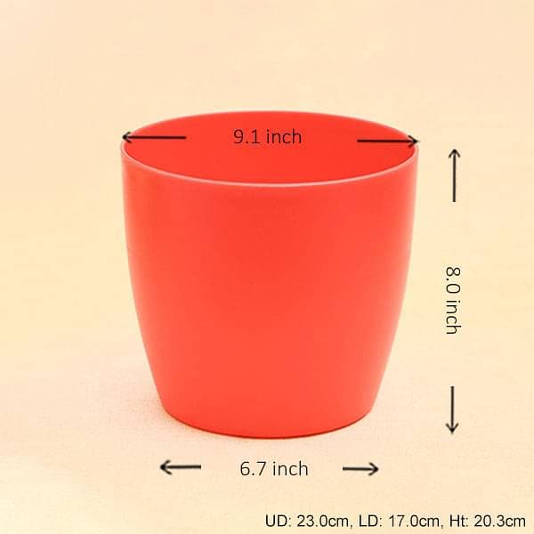 9.1 inch (23 cm) Ronda No. 2320 Round Plastic Planter (Red) (set of 3) - Image 3