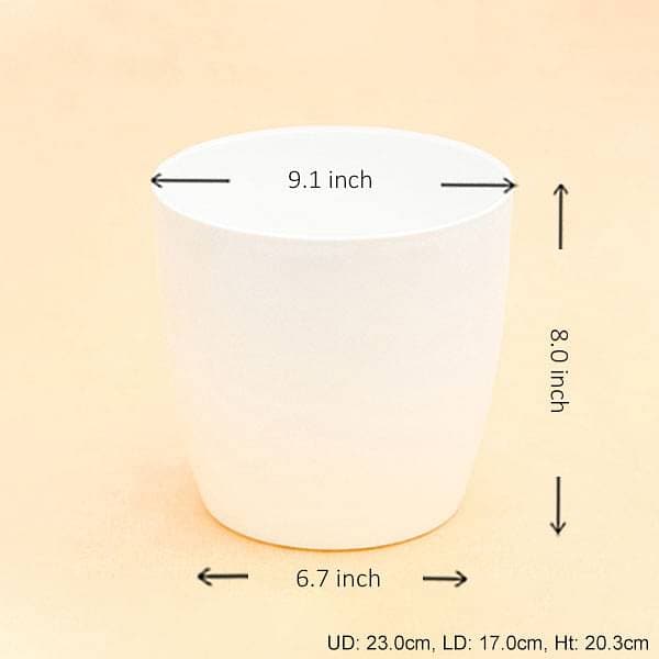 9.1 inch (23 cm) Ronda No. 2320 Round Plastic Planter (White) (set of 3) - Image 3