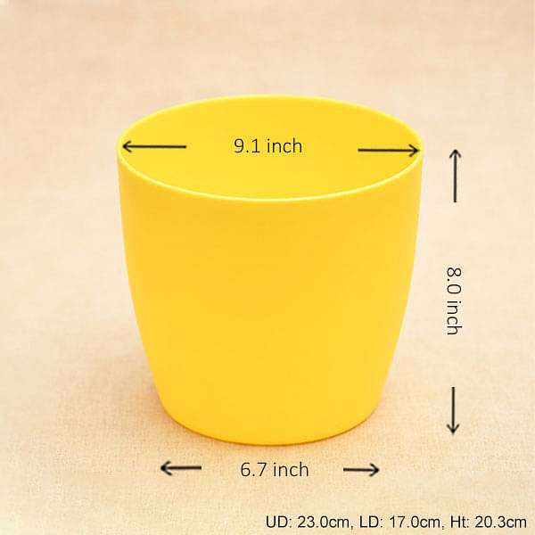 9.1 inch (23 cm) Ronda No. 2320 Round Plastic Planter (Yellow) (set of 3) - Image 3