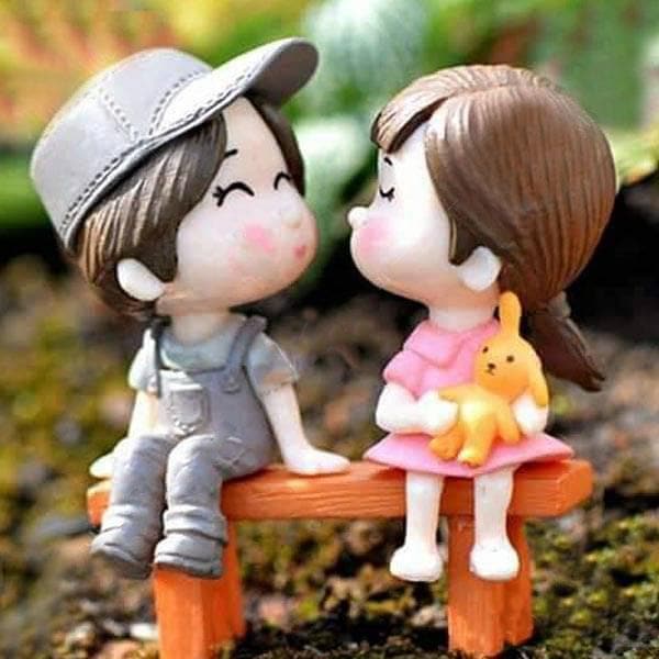 Cute Couple with bench plastic miniature garden toys - 1 set