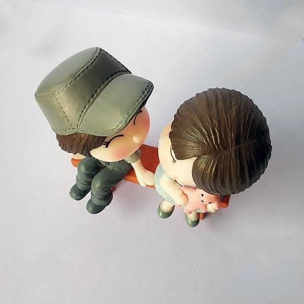 Cute Couple with bench plastic miniature garden toys - 1 set - Image 2