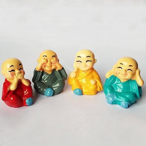 Cute monks plastic miniature garden toys (Small, Gloss Finish) - 4 pieces - Image 2