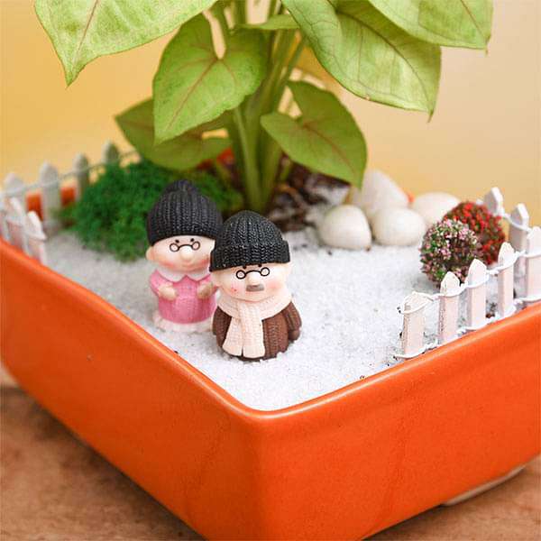 DIY Dada Dadi Enjoying Snowfall in Garden - Miniature Garden