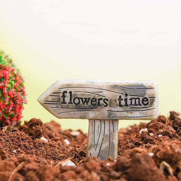 Flowers time signboard plastic miniature garden toy - 1 Piece