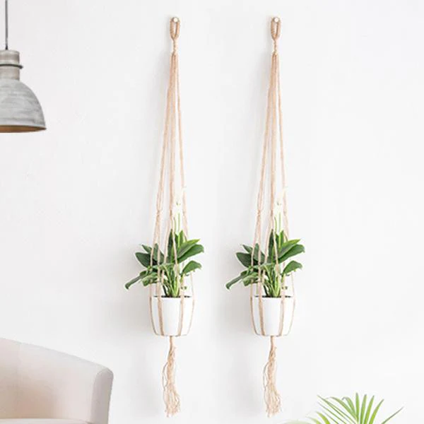 Handmade SA007 Macrame Hanger for Plants (Sutli, Brown) (Set of 2)