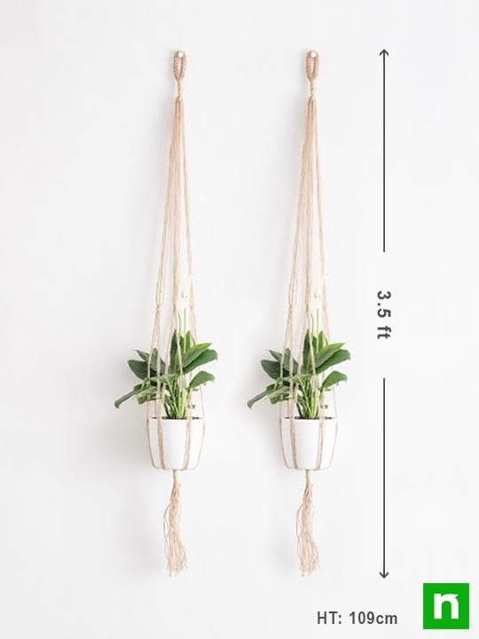 Handmade SA007 Macrame Hanger for Plants (Sutli, Brown) (Set of 2) - Image 3