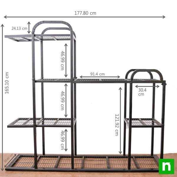 Metal Planter Stand No. NL0137B (Rack curved Top, 5.7 X 5 ft / 1.7 X 1.5 m) - Image 2