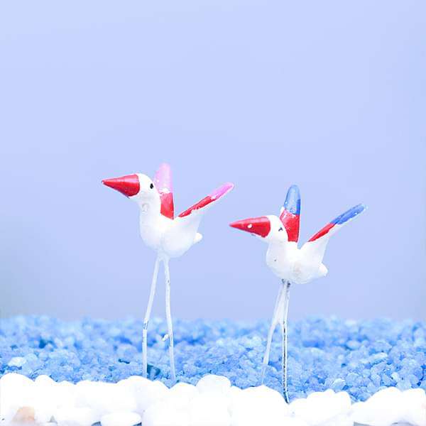 Pin flamingos plastic miniature garden toys (Colorful) - 1 Pair