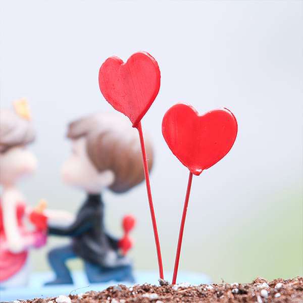 Pin hearts plastic miniature garden toys - 1 Pair
