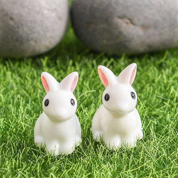 Rabbit plastic miniature garden toys - 1 Pair