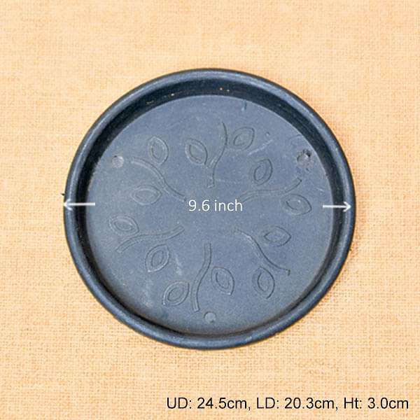 9.6 inch (24 cm) Round Plastic Plate for 9 inch (23 cm) , 10 inch (25 cm) Grower Pots (Black) (set of 6) - Image 2