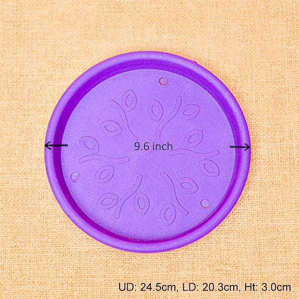 9.6 inch (24 cm) Round Plastic Plate for 10 inch (25 cm) Grower Pots (Violet) (set of 3) - Image 2