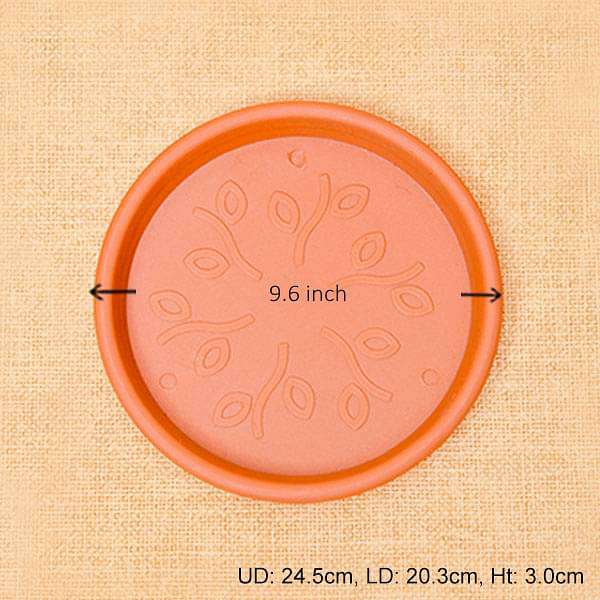 9.6 inch (24 cm) Round Plastic Plate for 9 inch (23 cm) , 10 inch (25 cm) Grower Pots (Terracotta Color) (set of 6) - Image 2