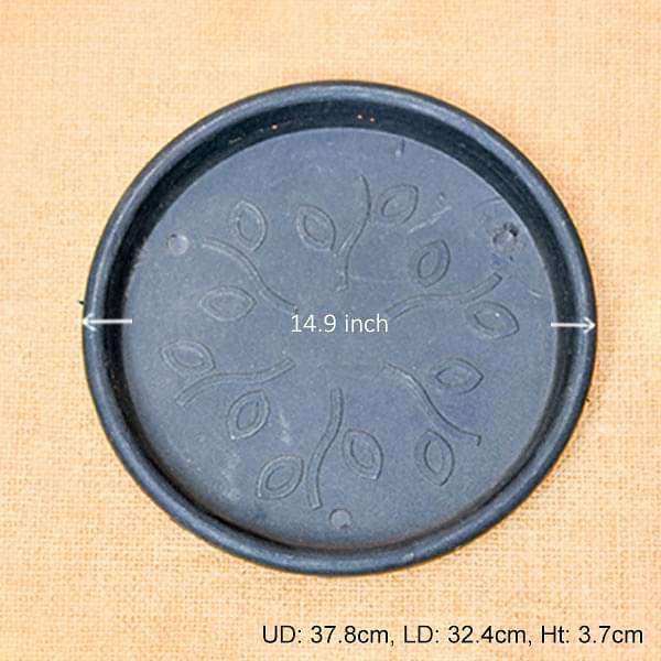 14.9 inch (38 cm) Round Plastic Plate for 16 inch (41 cm) Grower Pots (Black) (set of 3) - Image 2