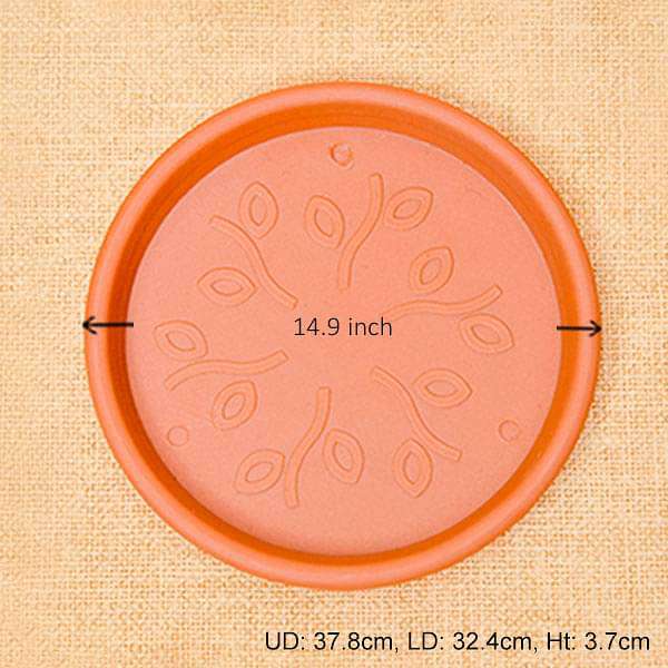14.9 inch (38 cm) Round Plastic Plate for 16 inch (41 cm) Grower Pots (Terracotta Color) (set of 3) - Image 2