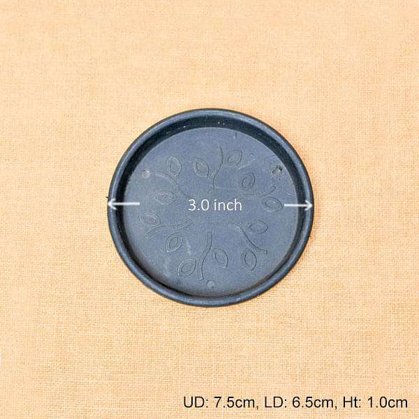 3 inch (8 cm) Round Plastic Plate for 3 inch (8 cm) Grower Pots (Black) (set of 6) - Image 2