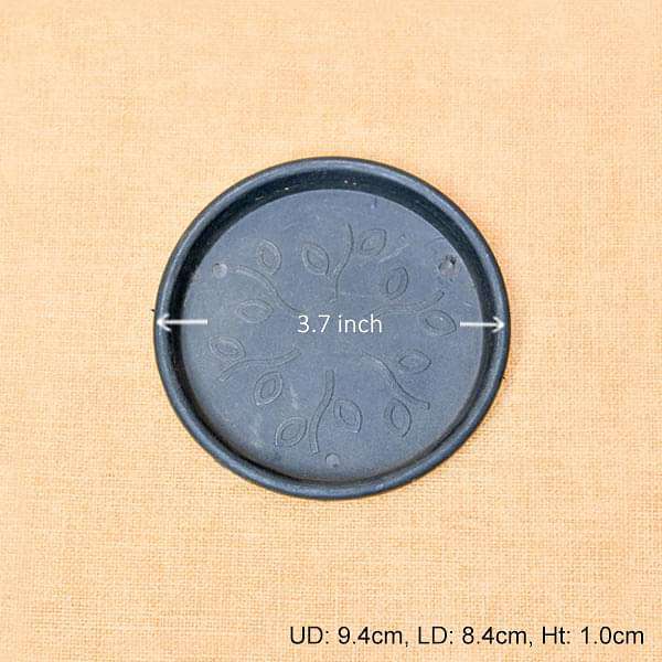 3.7 inch (9 cm) Round Plastic Plate for 4 inch (10 cm) Grower Pots (Black) (set of 6) - Image 2