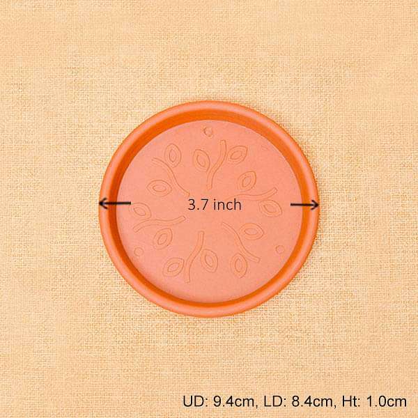 3.7 inch (9 cm) Round Plastic Plate for 4 inch (10 cm) Grower Pots (Terracotta Color) (set of 6) - Image 2