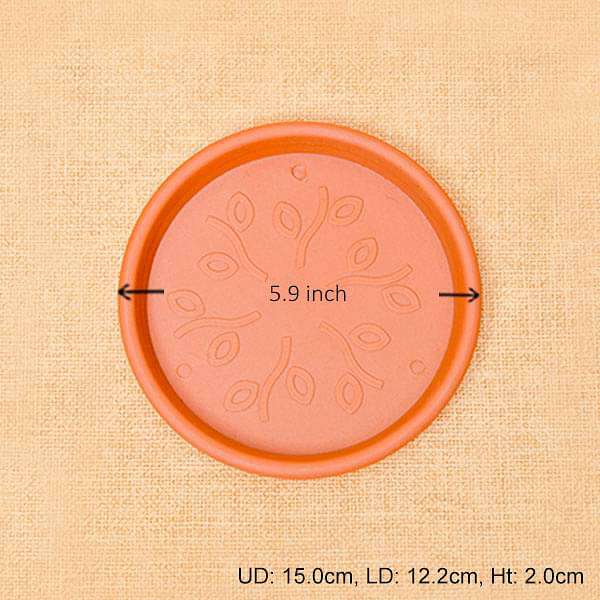 5.9 inch (15 cm) Round Plastic Plate for 5 inch (13 cm) , 6 inch (15 cm) Grower Pots (Terracotta Color) (set of 6) - Image 2