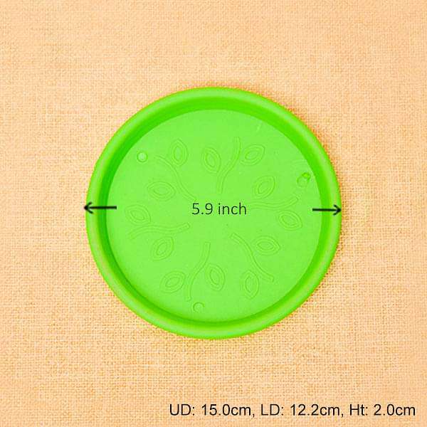 5.9 inch (15 cm) Round Plastic Plate for 6 inch (15 cm) Grower Pots (Green) (set of 6) - Image 2