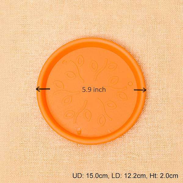 5.9 inch (15 cm) Round Plastic Plate for 6 inch (15 cm) Grower Pots (Orange) (set of 6) - Image 2