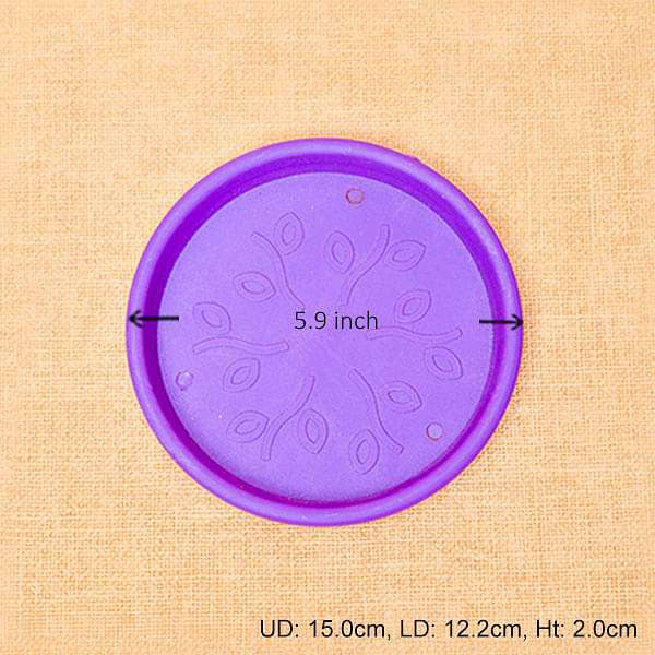 5.9 inch (15 cm) Round Plastic Plate for 6 inch (15 cm) Grower Pots (Violet) (set of 6) - Image 2