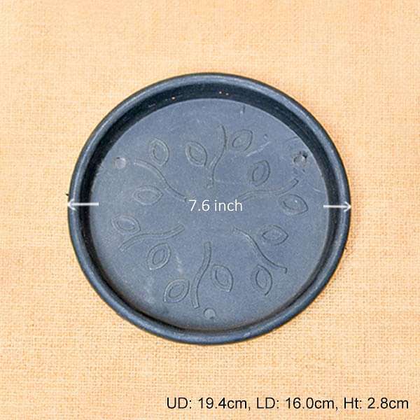 7.6 inch (19 cm) Round Plastic Plate for 7 inch (18 cm) Pots (Black) (set of 6) - Image 2