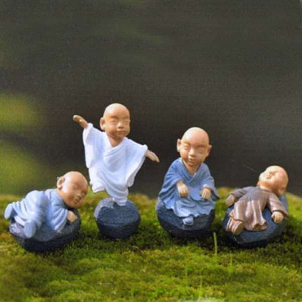 Shaolin Monks plastic miniature garden toys - 4 Pieces