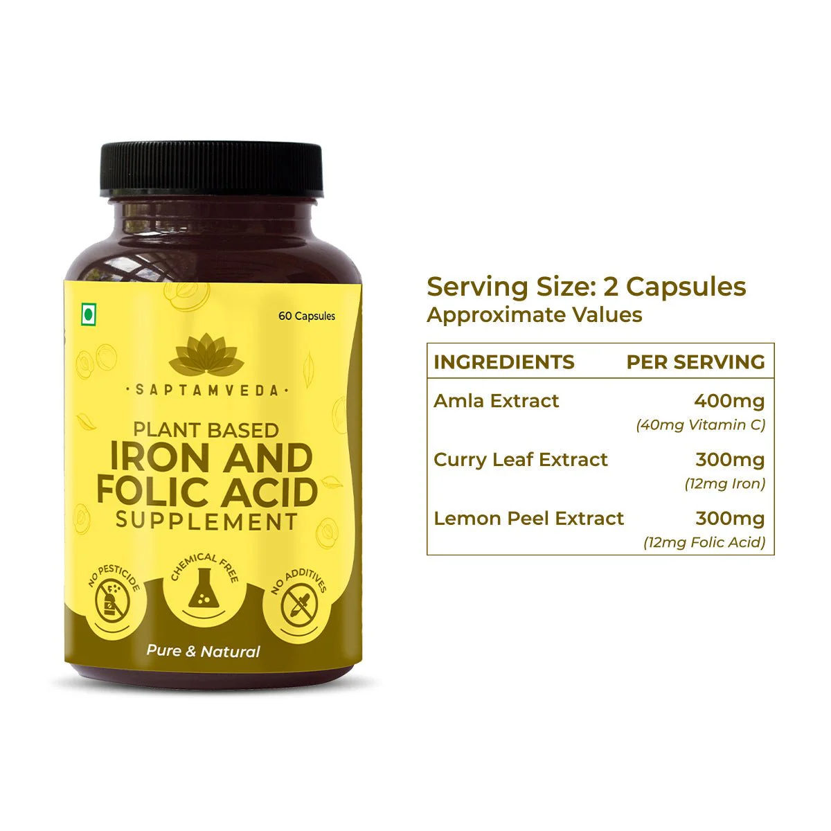 Iron and Folic Acid - 60 Capsules - Image 3