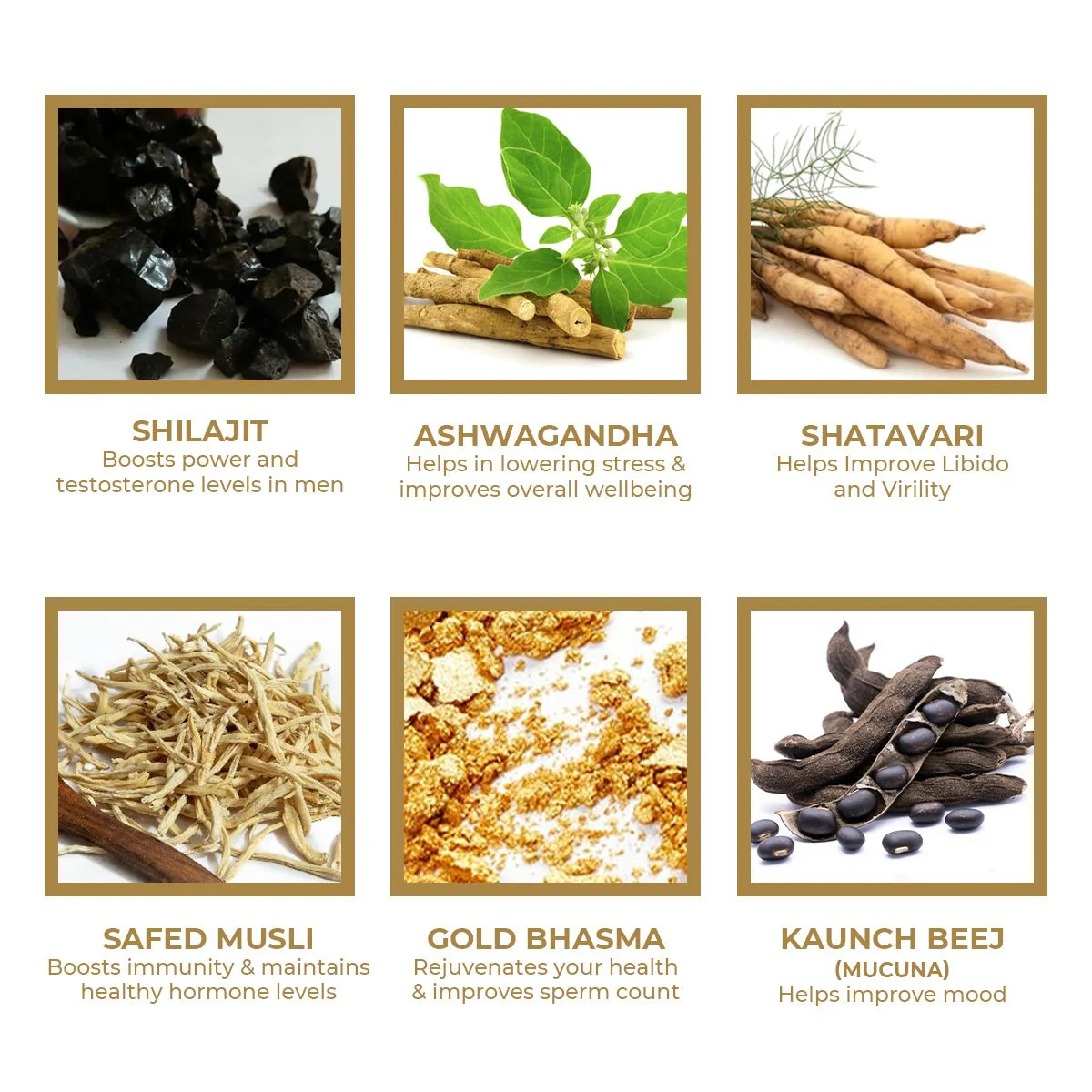Shilajit Gold Capsule with Gold Bhasma, Kaunch Beej, Safed Musli and Ashwagandha - 60 Capsules (500MG Each) - Image 4