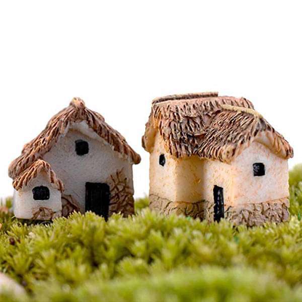 Village mud huts plastic miniature garden toys - 2 Pieces - Image 2
