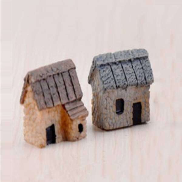 Village stone huts plastic miniature garden toys - 2 Pieces - Image 2