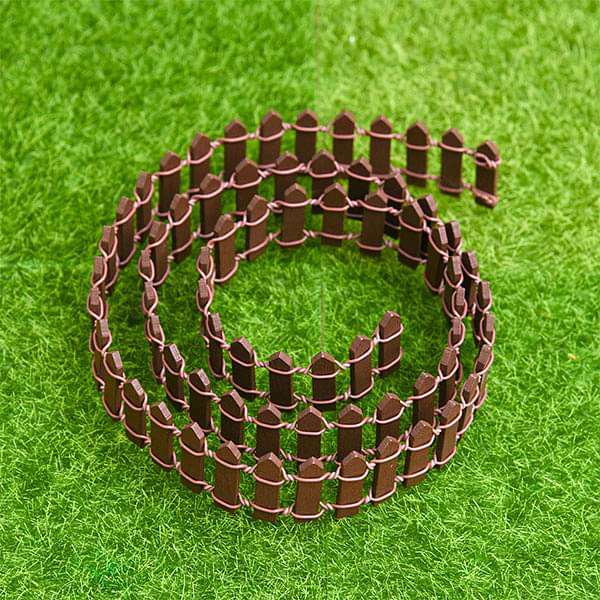 Wooden fence miniature garden toy (Brown, Big) - 1 Piece
