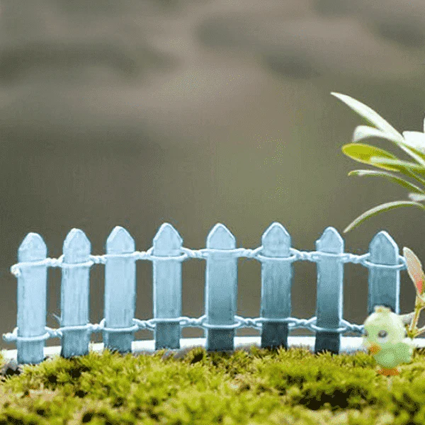 Wooden fence miniature garden toys (Sky Blue) - 4 Pieces