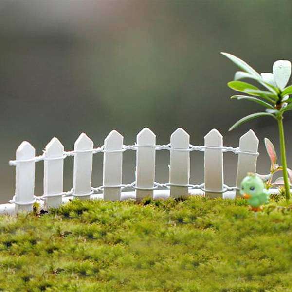 Wooden fence miniature garden toys (White) - 4 Pieces